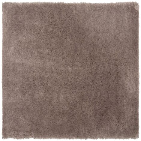 Tappeto Shaggy in Misto Cotone e Poliestere Marrone Chiaro 200 x 200 cm Evren