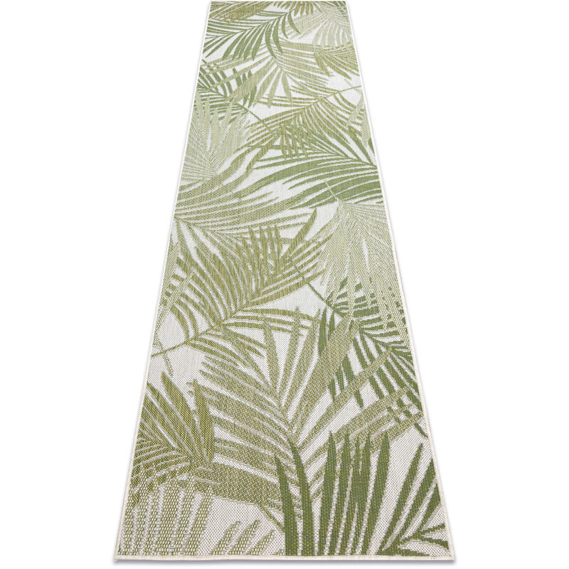 Image of Tappeto sizal sion tappeti passatoie, foglie di palma, tropicale 2837 tessuto piatto ecru / verde green 60x300 cm