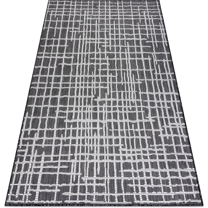Image of Tappeto sizal sion Traliccio, Linee 22144 tessuto piatto nero / ecru black 120x170 cm