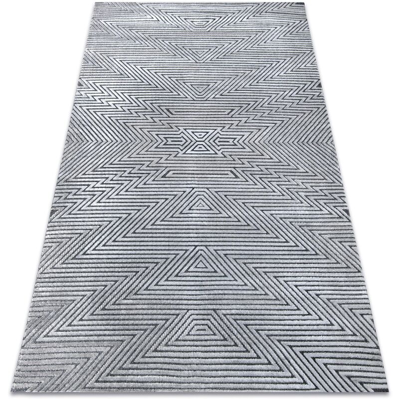 Image of Rugsx - Tappeto Structural sierra G5013 tessuto piatto grigio - zigzag, etnica grey 160x220 cm