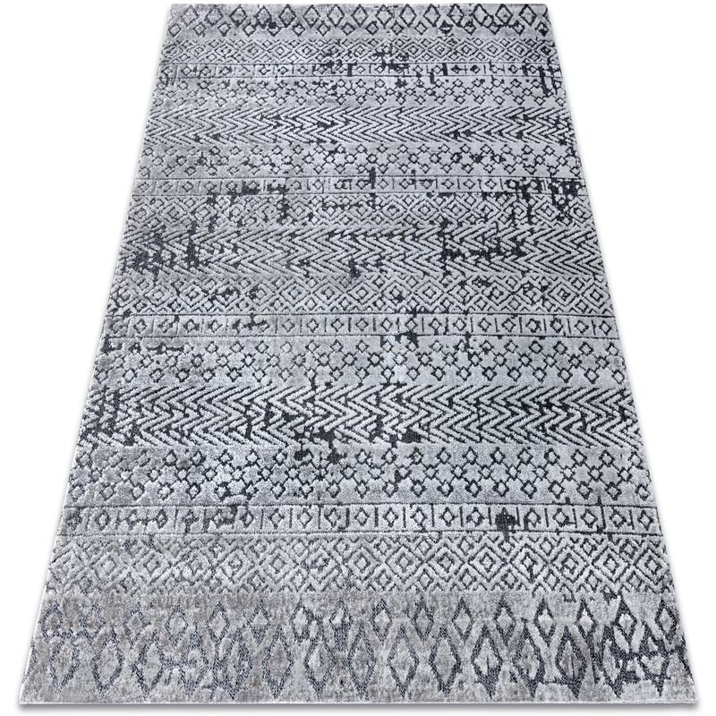 Image of Rugsx - Tappeto Structural sierra G6042 tessuto piatto grigio - geometrico, etnica grey 160x220 cm