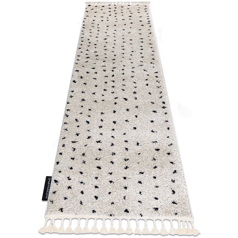 Image of Tappeto, tappeti passatoie berber syla B752 puntini crema - per il soggiorno, la cucina, il corridoio beige 70x250 cm