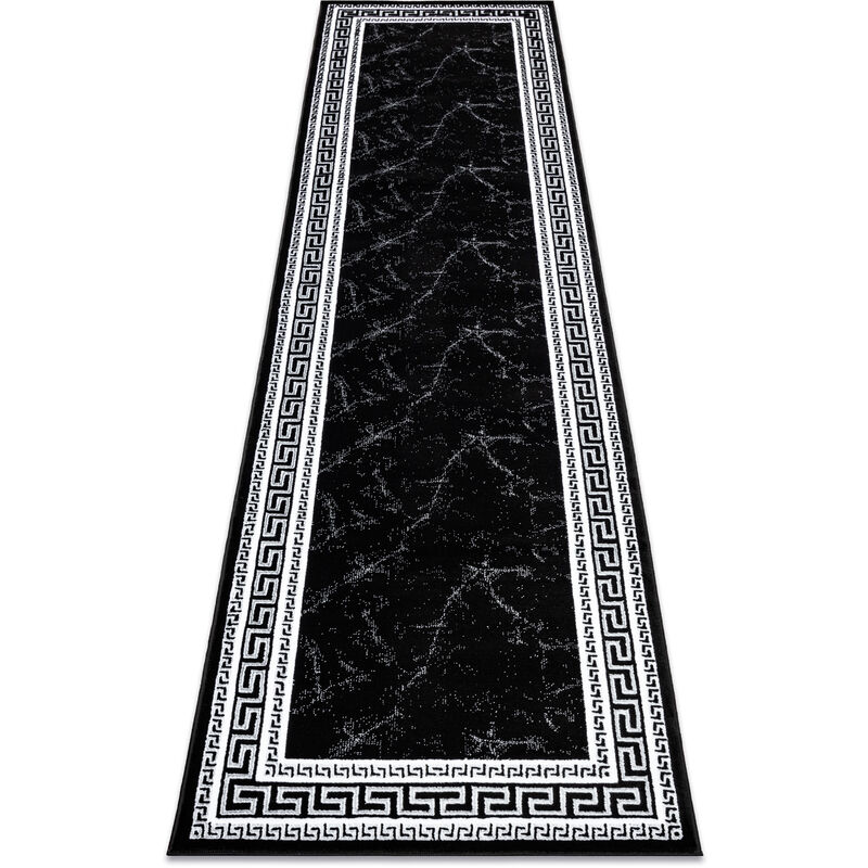 Image of Rugsx - Tappeto, tappeti passatoie gloss moderno 2813 87 elegante, telaio, greco nero / grigio black 70x200 cm
