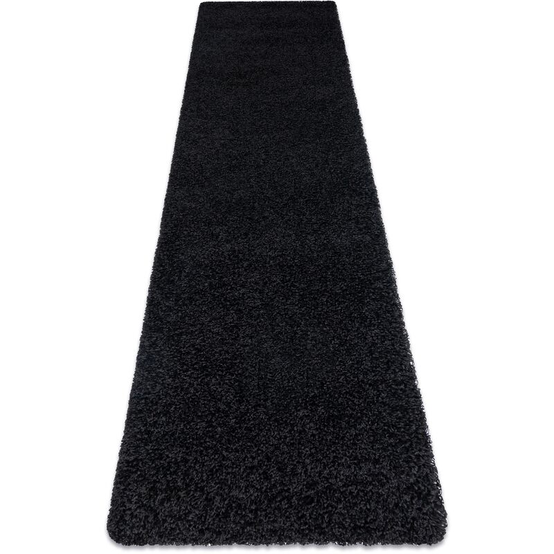 Image of Tappeto, tappeti passatoie soffi shaggy 5cm nero - per il soggiorno, la cucina, il corridoio black 70x300 cm