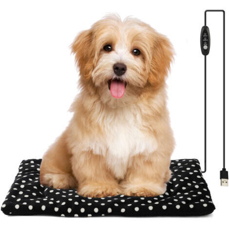 Tappeto termico per cani e gatti, 27 x 37 cm, cuscino elettrico USB per animali con temperatura regolabile