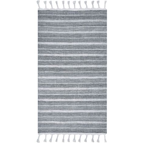 Tappeto tessuto sintetico rigato grigio chiaro 80 x 150 cm Bademli