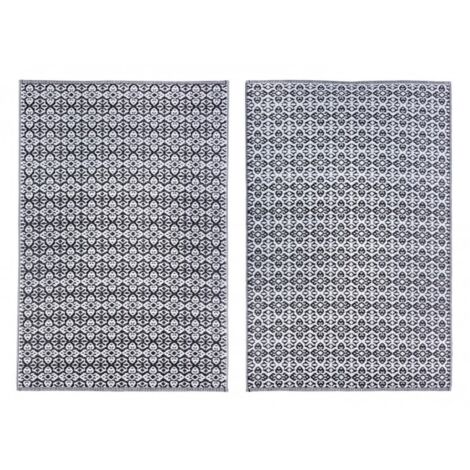 Tappeto "Tirrenia" bianco e nero per salottino da giardino -150x210 cm