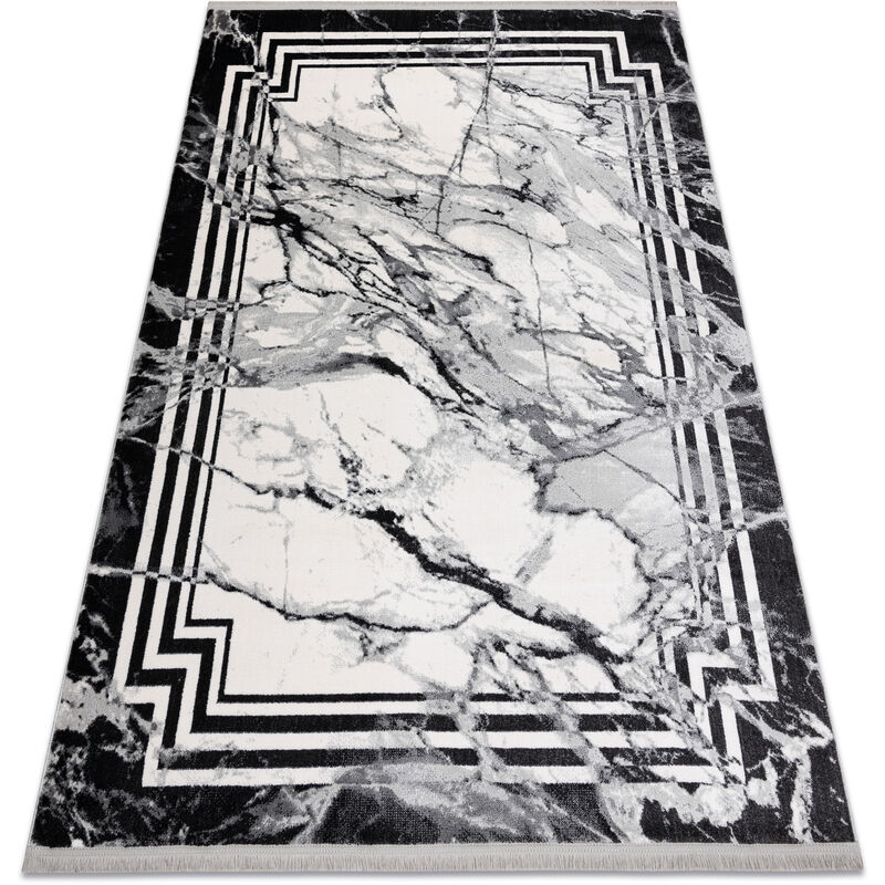 Image of Tappeto tuls strutturale, frange 51210 moderno Marmo antracite grey 120x170 cm
