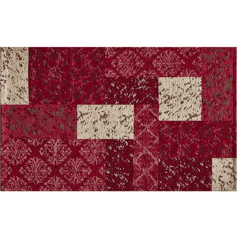 Tappeto Velour Antiscivolo Da Camera E Salotto Disegno Saturno Rosso By Suardi, misura85x150 cmcoloreRosso