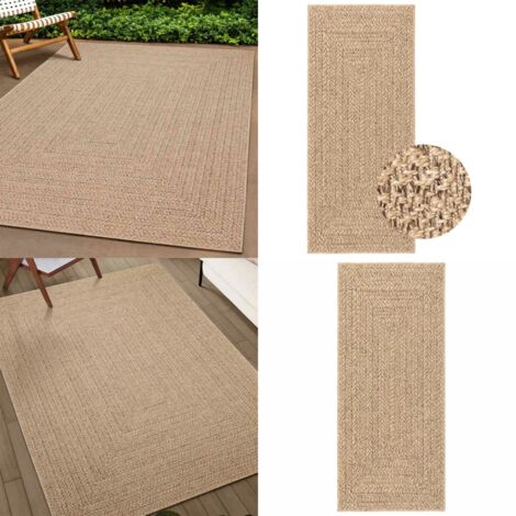 Tappeto ZIZUR 80x200 cm Aspetto Iuta per Interni ed Esterni - Tappeto in polipropilene - Tappeto con effetto juta