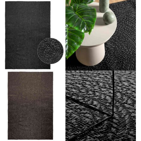 Tappeto ZIZUR Antracite 160x230 cm Aspetto Iuta Interni Esterni - Tappeto antracite - Tappeto in polipropilene
