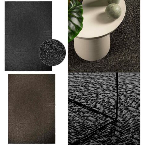 Tappeto ZIZUR Antracite 200x290 cm Aspetto Iuta Interni Esterni - Tappeto in polipropilene - Tappeto con effetto juta