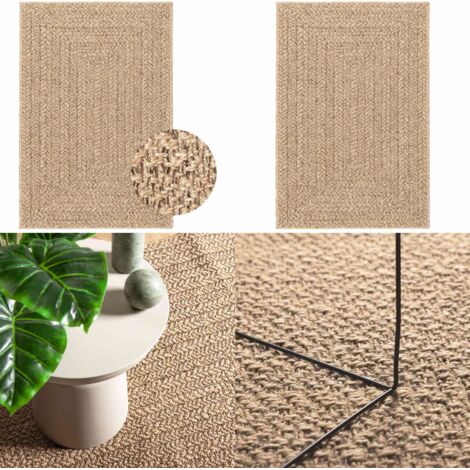 Tappeto ZIZUR Beige 120x120 cm Aspetto Iuta Interni ed Esterni - Tappeto in polipropilene - Tappeto con effetto juta