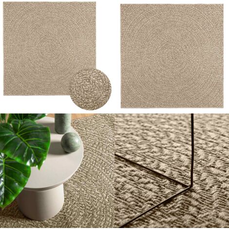 Tappeto ZIZUR Beige 120x120 cm Aspetto Iuta Interni ed Esterni - Tappeto in polipropilene - Tappeto con effetto juta