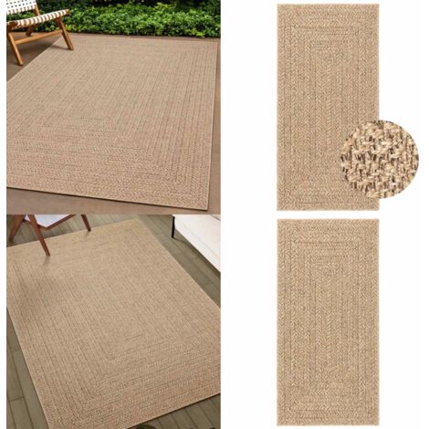 Tappeto ZIZUR Beige 60x110 cm Aspetto Iuta Interni ed Esterni - Tappeto in polipropilene - Tappeto con effetto juta