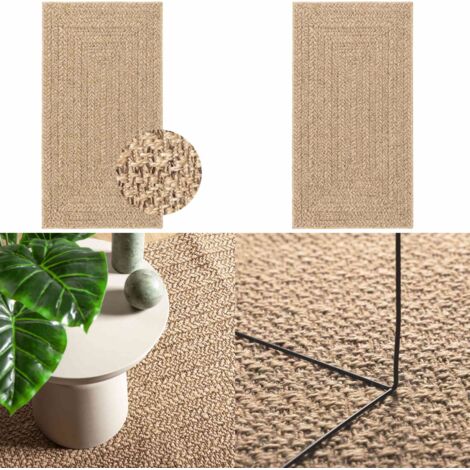 Tappeto ZIZUR Beige 80x150 cm Aspetto Iuta Interni ed Esterni - Tappeto in polipropilene - Tappeto con effetto juta