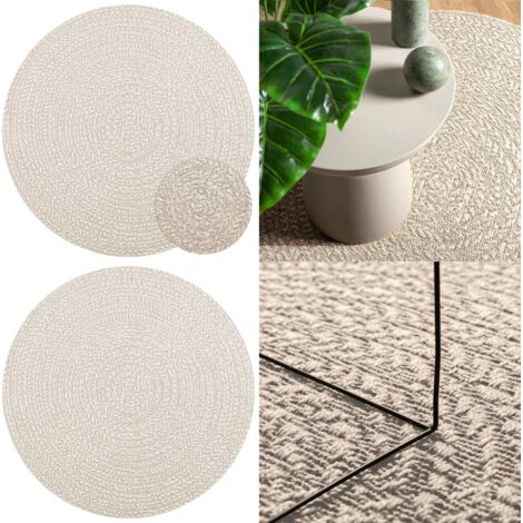 Tappeto ZIZUR Crema Ø 120cm Aspetto Iuta per Interni ed Esterni - Tappeto da interno - Tappeto in polipropilene