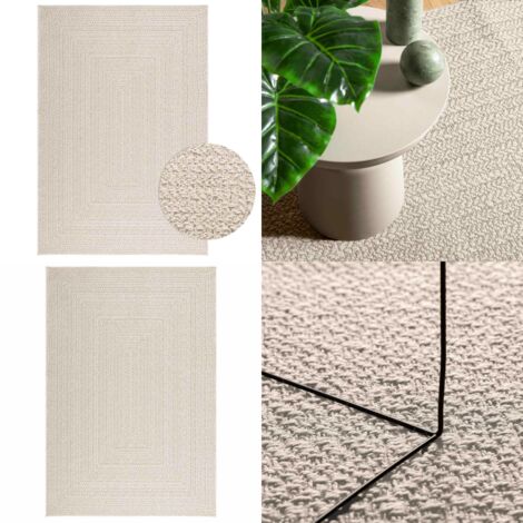 Tappeto ZIZUR Crema 140x200 cm Aspetto Iuta Interni ed Esterni - Tappeto in polipropilene - Tappeto con effetto juta