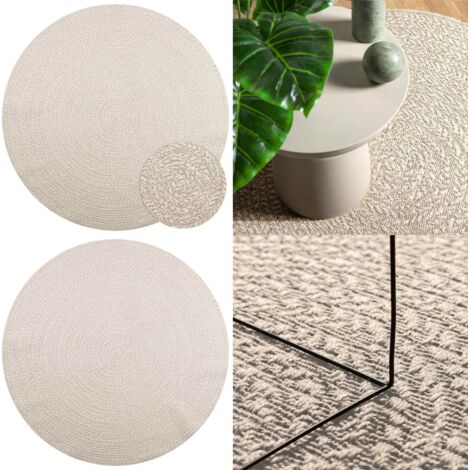 Tappeto ZIZUR Crema Ø 200cm Aspetto Iuta per Interni ed Esterni - Tappeto in polipropilene - Tappeto con effetto juta