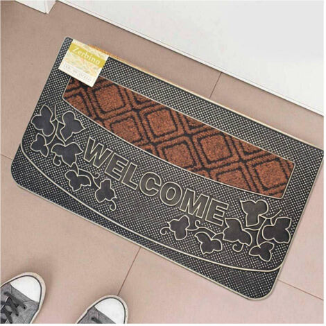Tappeum Zerbino Welcome Piante 45x75cm In Gomma And Fibra Cocco 4 Colours Ingress