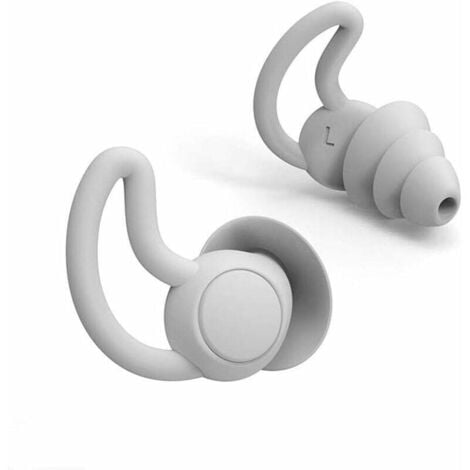 AHLSEN Tappi auricolari riutilizzabili in silicone ad alta fedeltà per dormire (riduzione di 40 dB), nuotare, studiare, concerti, cancellazione del rumore e protezione dell'udito (grigio)