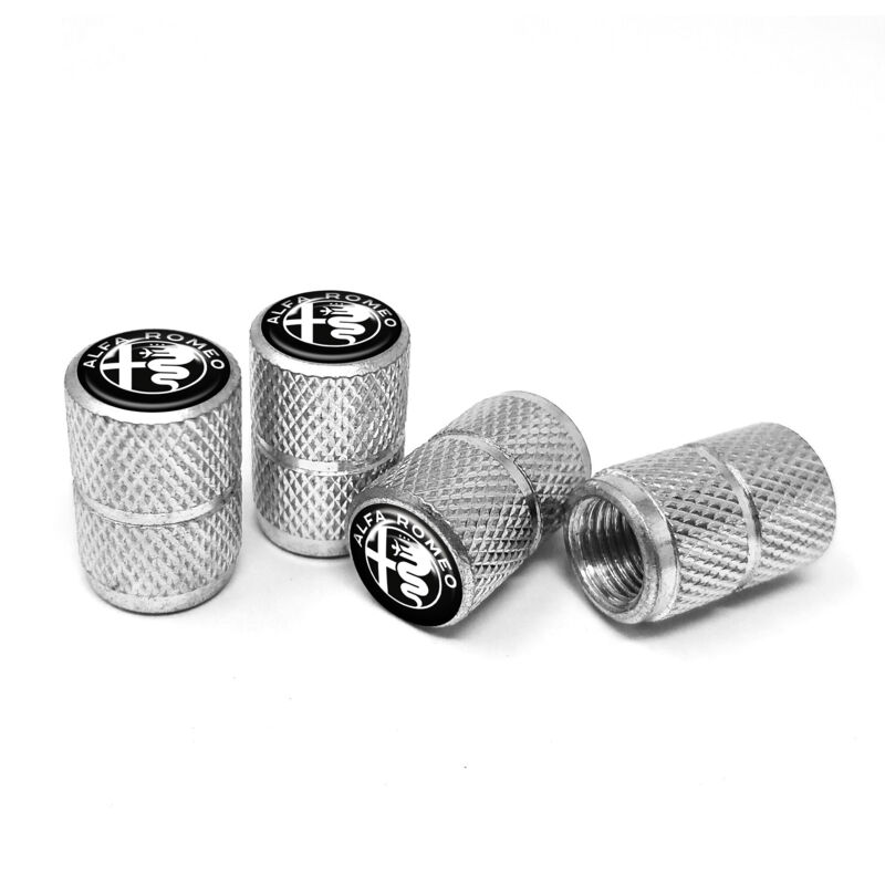 Tappi Cappucci Coprivalvole per Pneumatici Auto Alfa Romeo Universali, Set da 4 Bianco e Nero