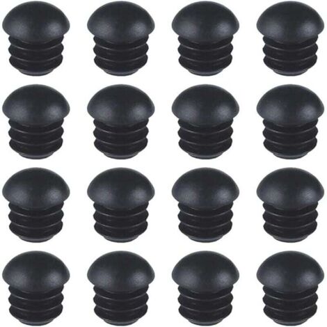 Tappi rotondi in plastica (16 mm), 16 pezzi di tappi terminali per tubi di sedie rotondi, inserti per tappi terminali rotondi a cupola rigata per gambe di tavoli, sedie, mobili (neri)