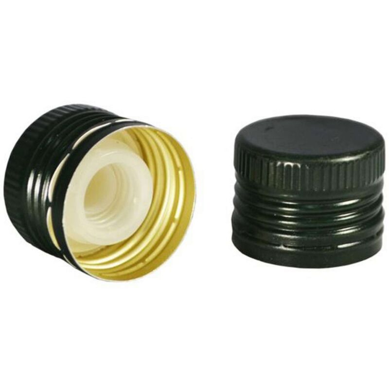 Image of Marca - Tappo In Alluminio Con Versatore Per Bottiglia Olio Mm. 31,5X24 Col.Verde - 100 Pz