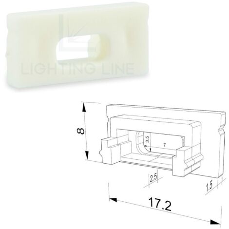 TAPPO BIANCO PER PROFILO LED RETTANGOLARE CON FORO PASSACAVO LEDPOINT