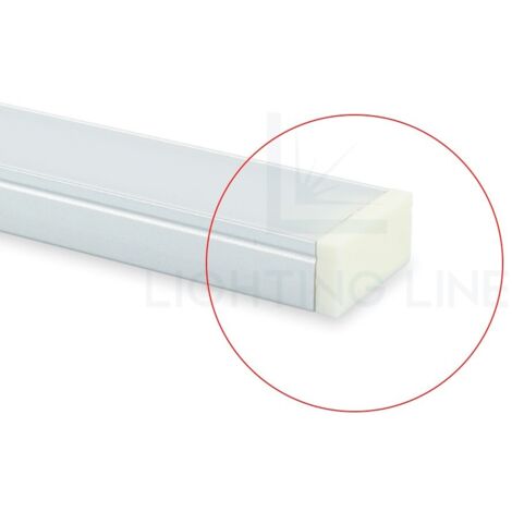 TAPPO BIANCO PER PROFILO LED RETTANGOLARE SENZA FORO PASSACAVO LEDPOINT
