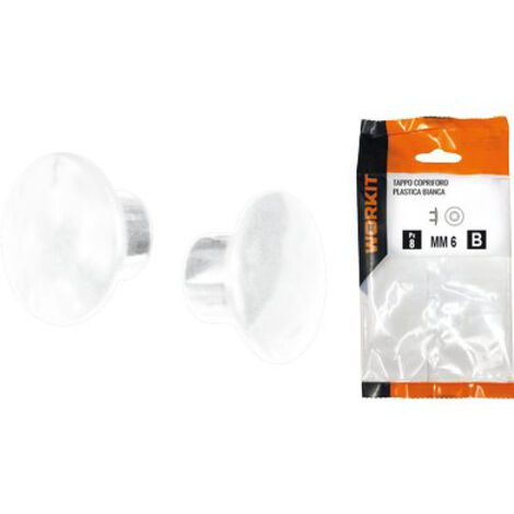 TAPPO COPRIFORO SELF WORKIT - PLASTICA BIANCA MM  8 CF=PZ 30- 5 confezioni