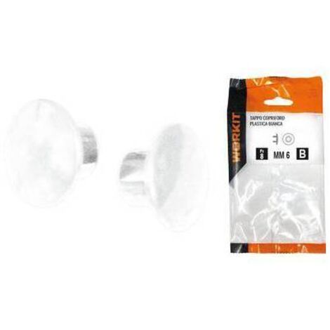 TAPPO COPRIFORO SELF WORKIT - PLASTICA BIANCA MM  8 CF=PZ 30 - 5 Confezioni