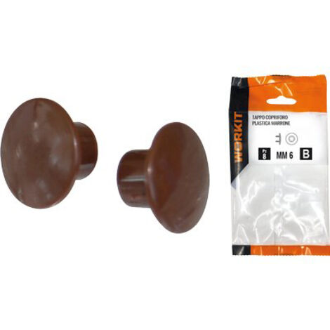TAPPO COPRIFORO SELF WORKIT - PLASTICA MARRONE MM  6 CF=PZ 30- 5 confezioni