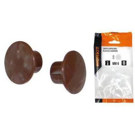 TAPPO COPRIFORO SELF WORKIT - PLASTICA MARRONE MM  8 CF=PZ 30 - 5 Confezioni
