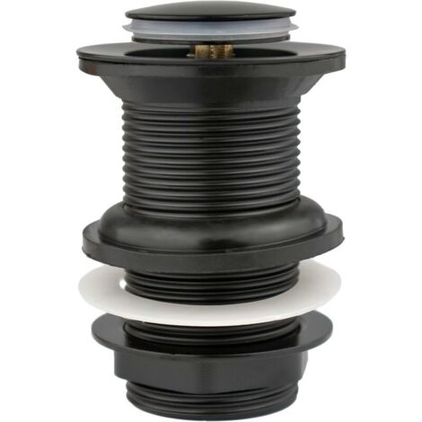 Tappo di ricambio per lavabo da bagno in ottone di alta qualità, nero, senza fessura, attacco standard G 1/1.