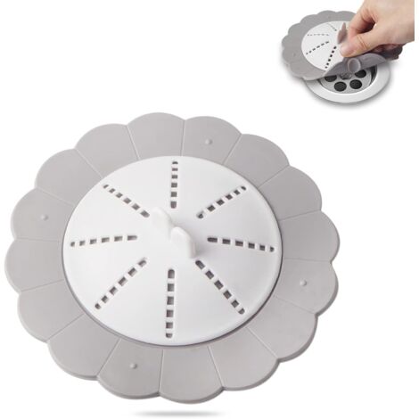 Tappo di scarico per doccia in silicone resistente con ventosa, facile da installare e pulire per bagno, vasca da bagno e cucina, 1 pezzo (bianco sporco)