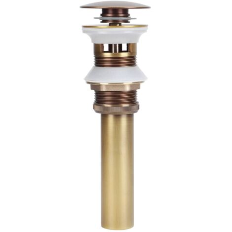 Tappo di scarico per lavabo da bagno senza troppopieno, tappo di scarico a scomparsa per mobile bagno, finitura nichel spazzolato (con foro), accessori idraulici
