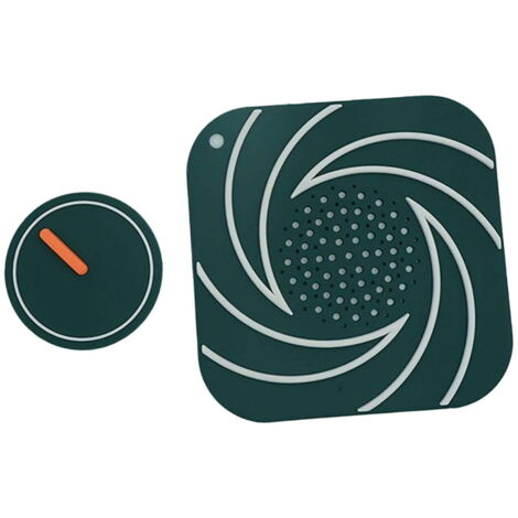 Tappo di scarico per vasca da bagno, tappetino flessibile per scarico, tappetino deodorante per scarico, rimovibile, verde, 15x15 cm