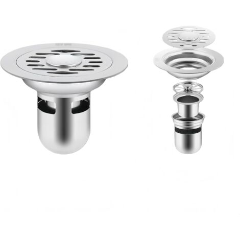Tappo di scarico rotondo in acciaio inox, drenaggio efficiente, facile da pulire, nucleo di raccolta dell'acqua profondo, 12 cm, doppio utilizzo.