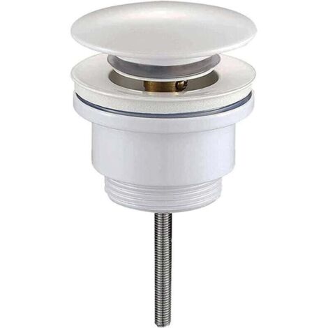 Tappo di scarico universale bianco opaco. Tappo di scarico a pressione per lavandini e bidet. Realizzato in ottone.