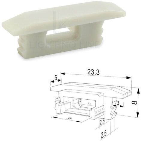 TAPPO GRIGIO PER PROFILO LED A INCASSO CON FORO PASSACAVO LEDPOINT