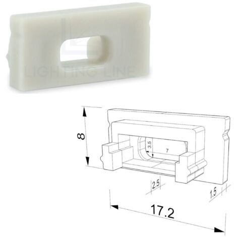 TAPPO GRIGIO PER PROFILO LED RETTANGOLARE CON FORO PASSACAVO LEDPOINT