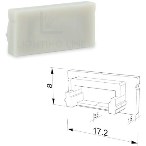 TAPPO GRIGIO PER PROFILO LED RETTANGOLARE SENZA FORO PASSACAVO LEDPOINT