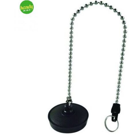 Tappo in gomma con catenella Ambra e griglia inox Ø 47 mm