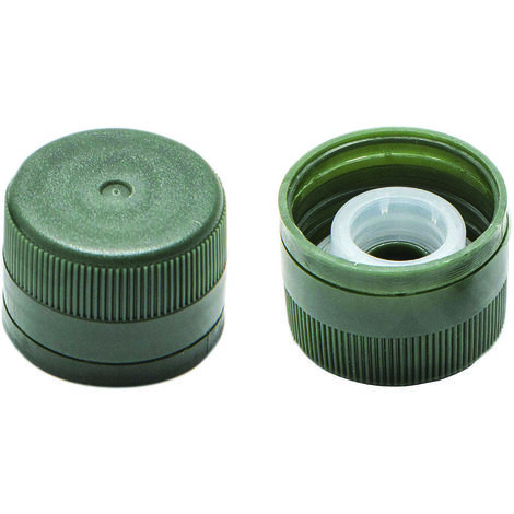 Tappo in plastica verde per bottiglia marasca mm.31,5x24h. c/versatore - mm.31,5x24h.