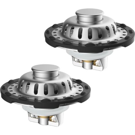 Tappo lavabo 3 in 1 in acciaio inossidabile - Per foro lavabo da 30 a 60 mm - Con cestello filtrante removibile - Nucleo in ottone - 2 pezzi - Cromato