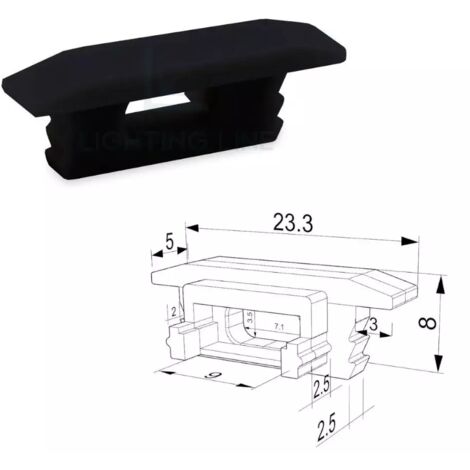 TAPPO NERO PER PROFILO LED AD INCASSO CON FORO PASSACAVO LEDPOINT