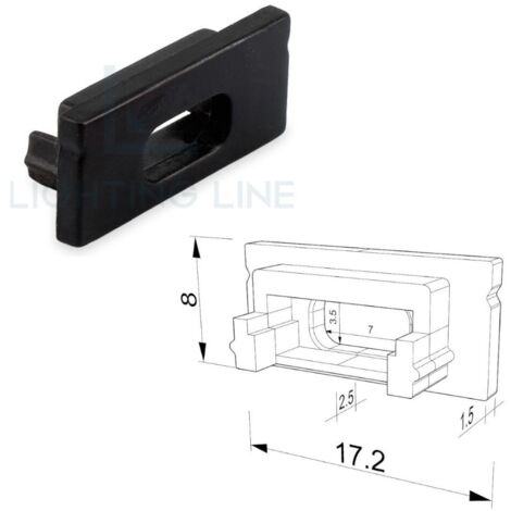 TAPPO NERO PER PROFILO LED RETTANGOLARE CON FORO PASSACAVO LEDPOINT