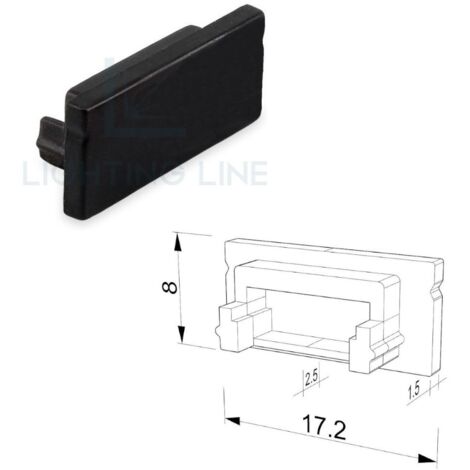TAPPO NERO PER PROFILO LED RETTANGOLARE SENZA FORO PASSACAVO LEDPOINT