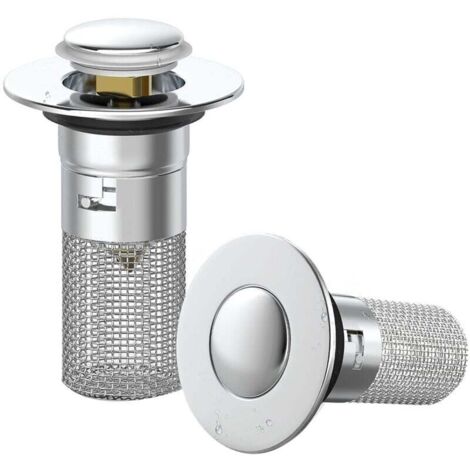 Tappo per lavandino del bagno, scarico per lavandino con cestello estraibile, raccogli-capelli, dispositivo anti-intasamento della vasca da bagno